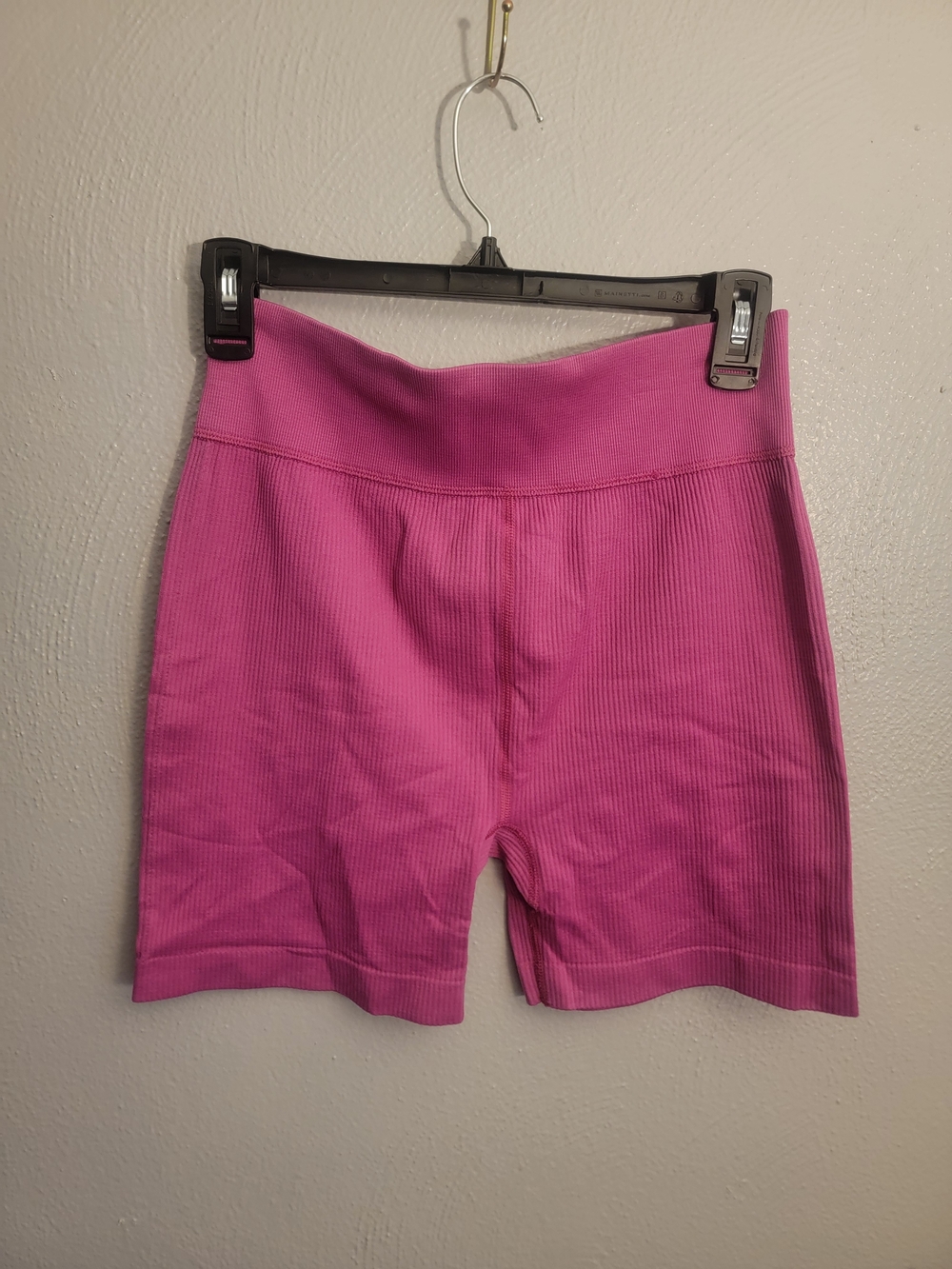 SO Pink Ribbed High-Waist Bike Shorts